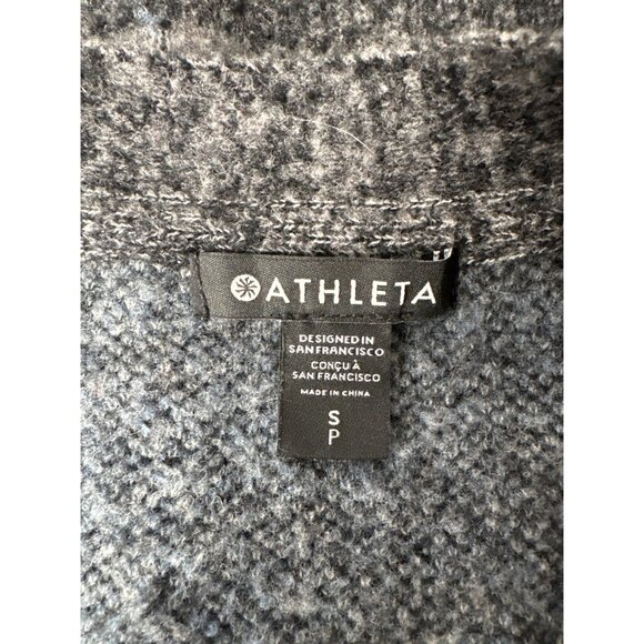 Athleta Sz SP Westlake Textured Cardigan Sweater Gray Fog Camo Fine Merino Wool - Picture 4 of 8